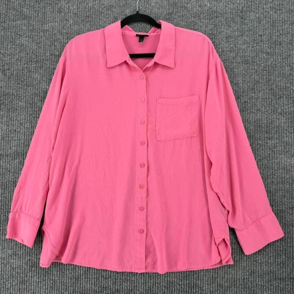 TORRID Plus Size Pink Rayon Blouse Button Up Flowy Torrid Womens 1X Work Office